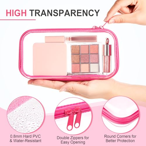 Hoolerry 4 Pcs Hard Clear Zipper Case, Clear, 7.5 x 3.9 x 2 in, Neon - color: Fluorescent, size: 7.5 x 3.9 x 2 in