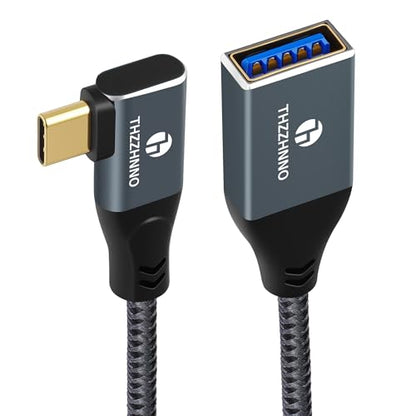 USB C to USB Female Cable 1.6FT, USB 3.0 Female to USB C Male Left or Right 90 Degree Angle OTG Cable,Compatible with MacBook Pro, LG G6 G5 V20