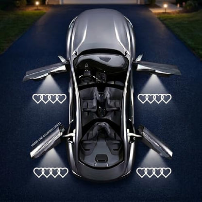 2Pcs Car Door Lights Projector,Interlocking Heart Welcome Ghost Shadow Lamp - color: Interlocking Heart