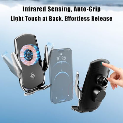 Car Phone Mount for Rogue 2014–2020, 15W Wireless Fast Charging Auto-Clamping Vent Phone Holder, One-Hand Operation, Hands-Free, 360° Adjustable, Without Blocking Airflow - size: for Nissan Rogue | 2014-2020