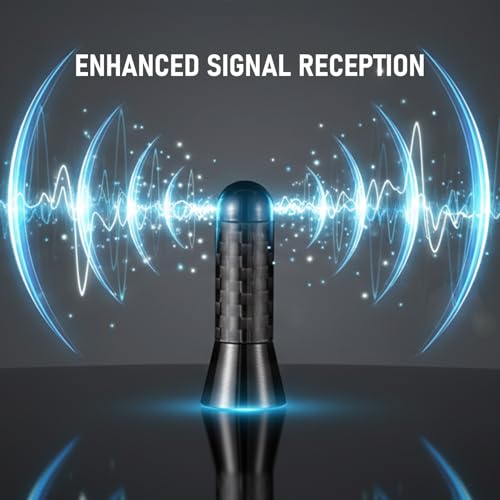 1.4" Carbon Fiber Short Antenna Compatible with Ford, Dodge, Toyota, Nissan, Mazda AM/FM Radio Aluminum Black Aerial Mast Universal Replacement