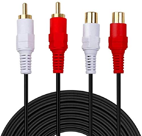 2 RCA Cable,Gold Plated 2 RCA Male to Female Stereo Audio Extension Cable (3m) - size: 9.8ft
