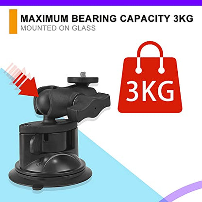 Car Windshield Suction Cup Mount for Insta360 ACE Pro X6 X5 X4 X3 X2 X R RS GO 2 3, GoPro Hero Max Fusin 12 11 Accessories and DJI OSMO Action Camera Dash Cam Holder