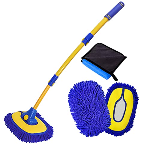 BMLEI Car Wash Brush with Long Handle, Cleaning Mop Car Wash Kit,Blue - color: Bue01