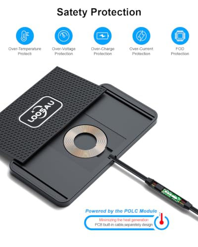 Wireless car Charger Charging pad 15w Non Slip FastCharger - color: Black-1M Cable