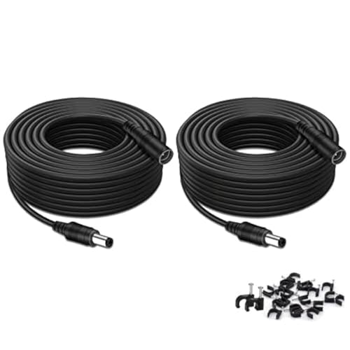 【2 Pack】 Tonton Power Extension Cable 33ft 10M 2.1mm x 5.5mm Compatible with 12V DC Adapter Cord for CCTV Security Camera IP Camera Standalone DVR(Black) - color: Black, size: 33 ft (2 Pack)