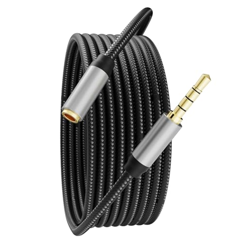 Audio Mic Extension Cable 30Ft,3.5mm Aux Headphone Extender 4-Pole Jack Plug Extension Lead Stereo Male to Female Braided Cord for Headset,TV,Laptop,Phone,Switch Lite,Car,PS4,Xbox and more(30Ft/10M) - size: 30 ft