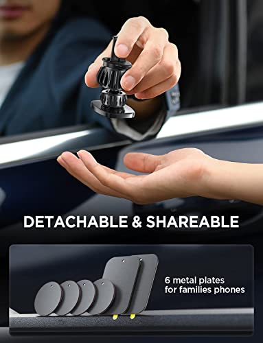 LISEN 2 Pack Magnetic Phone Holder for Your Car - 6 Military Magnets Vent Cell Phone Mount (Silver) - color: Sliver