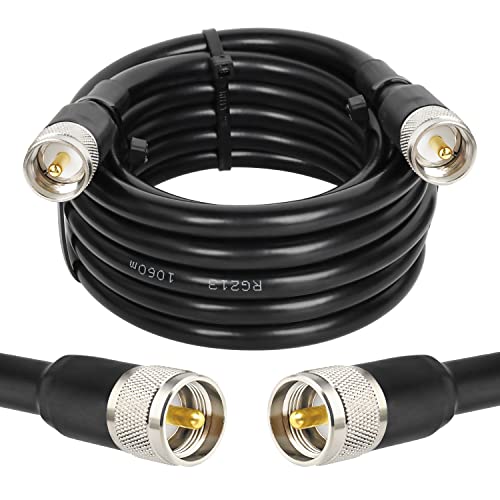 MOOKEERF CB Coax - RG213 Coaxial Cable (10ft) UHF Male-Male, Low Loss, Ideal for Ham/VHF Radios, SWR Meter & Antenna Analyzers - size: 10FT