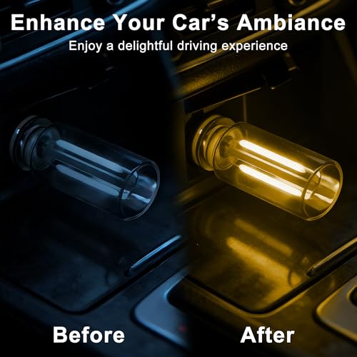 Car USB Night Light Touch Dimmable - 1-Pack Retro LED Filament Lamp for Truck Interior, Bedroom & Camping | Glass Bottle Ambiance Lighting (Yellow) - color: 1 PCS (Yellow)