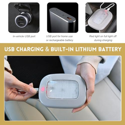 Car Interior Ceiling Roof Light, Magnetic Wireless Dome Map Lamp 10 LEDs Bright Reading Lights, Universal USB Rechargeable Dome Light Fixture for RV Camper Trailer Boat (Black) - color: Black