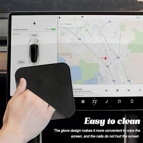 Car Screen Cleaner, Square Microfiber Vehicle Touchscreens Cleaning Cloth, Foldable Scratch-Free Auto Screen Cleaning Wipe, Universal Fit (Black Gray) - color: Black Gray