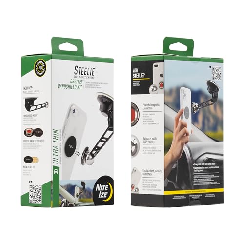 Nite Ize Steelie Windshield Kit - Magnetic Cell Phone Holder for Car Accessories - Sturdy Car Windshield Mount for Cell Phones - Orbiter - style: Orbiter
