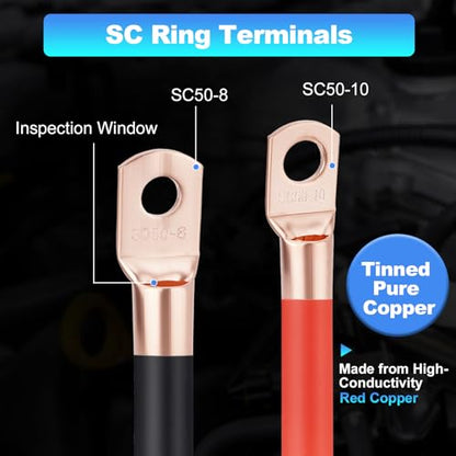1/0 Gauge Wire 1/0 Battery Cable (20FT Red+20FT Black), Copper Clad Aluminum CCA Amp Wiring Kit with 250A ANL Fuse Holder, Lugs Terminal Connector & Heat Shrink Tube for Car Audio Speaker, Marine - color: 40FT Wire+250A Fuse Holder