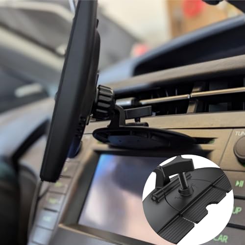 CD Slot Mount for Carplay Screen 17mm Ball Adapter with 4-Button Lock Compatible with 7-10.26 Inch Portable Car Play Baby Camera Monitors Cell Phone Replacement Cd Mount