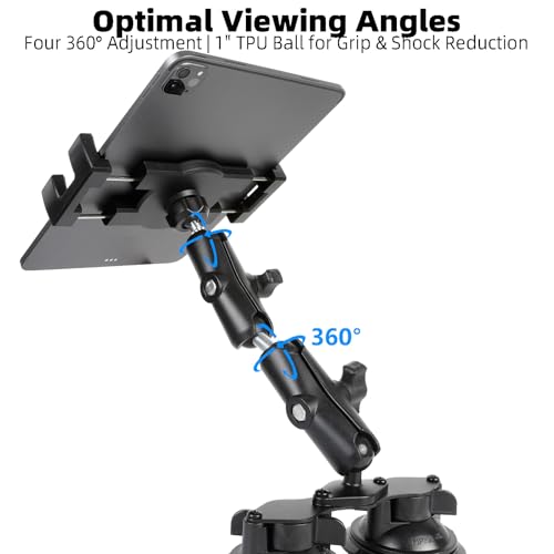 Tablet Holder for RAM Mounts, Tablet Clip Mount with Aluminum Extended Arms for iPad Pro 12.9 Air Mini, Compatible with 1" B Size Truck Car Vehicle Mounts - size: Tablet Holder w Two 3.54" Arms