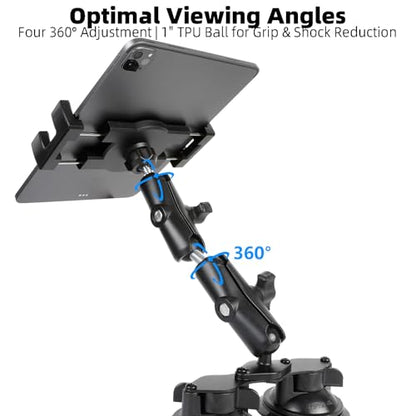 Tablet Holder for RAM Mounts, Tablet Clip Mount with Aluminum Extended Arms for iPad Pro 12.9 Air Mini, Compatible with 1" B Size Truck Car Vehicle Mounts - size: Tablet Holder w Two 3.54" Arms
