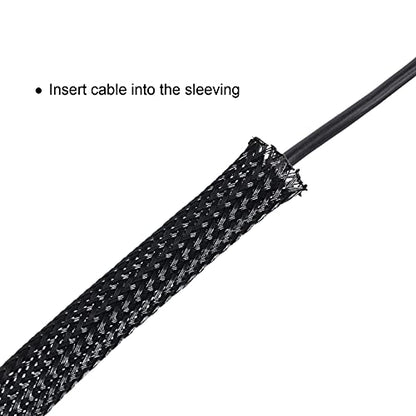 Boao 50ft PET Expandable Braided Cable Sleeve, Wire Loom Braid Sleeving with 127 Pieces Shrink Tube for Audio Video and Other Home Device Cable Automotive Wire(1/4 Inch, 1/2 Inch, 3/4 Inch,Black) - color: Black, size: 1/4 Inch, 1/2 Inch, 3/4 Inch