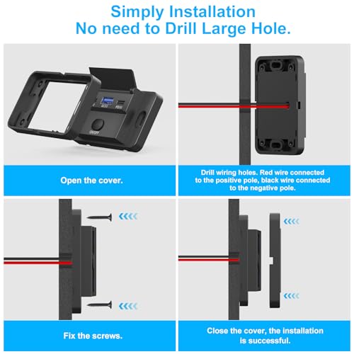 78W 12V USB Outlet Surface Mount Lightweight Dual USB C 30W and QC 3.0 18W Car USB Port, 12 Volt USB Cigarette Lighter Replacement Charger Socket Panel with Button Switch for RV Bus Marine Motorcycle - color: pack of one