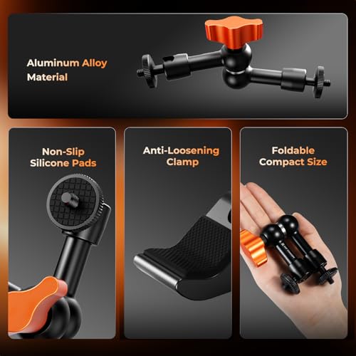 K&F CONCEPT 6" Magic Arm Clamp with Super Clamp 360° Ballhead Mini Arm - size: 6 Inch with Clamp