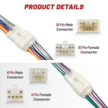 RED WOLF Stereo Harness for 1992-2019 Toyota, 2010-2019 Subaru Aftermarket Radio Wire Harness Female + Male Plug Connector Without JBL System Add Subwoofer Amplifier