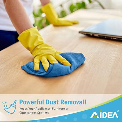 AIDEA Microfiber Cleaning Cloth 100PK, Soft Absorbent Rags, Microfiber Towels for Cars, Kitchen Towels, Dusting Cloth for Home, Window, Cleaning Supplies,12"×12" - color: Blue/Yellow