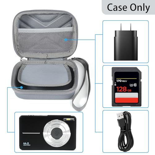 Digital Camera Case for AbergBest 21 Mega Pixels 2.7" LCD Rechargeable HD/Kodak Pixpro/Canon PowerShot ELPH 180/190/Sony DSCW800/DSCW830 Cameras, Travel Carrying Protective Case for Camera- Grey - color: Grey