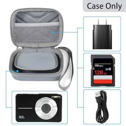 Digital Camera Case for AbergBest 21 Mega Pixels 2.7" LCD Rechargeable HD/Kodak Pixpro/Canon PowerShot ELPH 180/190/Sony DSCW800/DSCW830 Cameras, Travel Carrying Protective Case for Camera- Grey - color: Grey