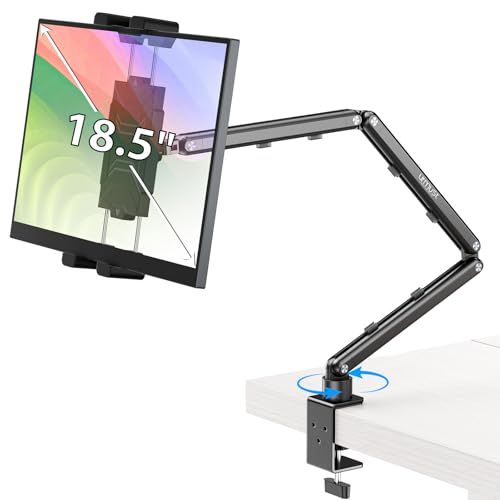 Urmust Portable Monitor Stand 15.6", iPad Stand for Desk - size: 3 Arm Pro-Up to 18.5" Black