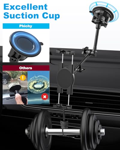 Z Fold Car Mount, Super Suction Cup - [Foldable Phone Friendly] Dashboard Windshield Tablet Holder for Car Truck with 360° Metal Arm for Samasung Galaxy Fold 7 6 5 4 3 2, Tabs, Google, iPad, iPhone