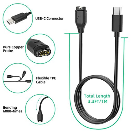 USB C Charger Compatible with Garmin Watch Charger, Data Sync Charging Cable for Garmin Fenix 7 7S 7X 6 6S 6X 5 5S 5X, Forerunner 965 945 245 45, Vivoactive 3 4 4s, Venu 2 2s, Instinct, 3.3FT/1M - style: 1 Pack
