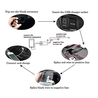 Quick Charge 3.0 & PD USB C Dual USB Port Charger Socket Power Adapter for Toyota - color: PQ & QC 3.0 - 1.57*0.87 inch
