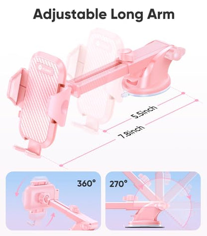 VICSEED Stable Car Phone Holder [Upgraded Strongest Suction, Won't Break] - color: Hot Pink