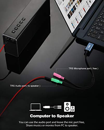 MillSO USB Audio Adapter Stereo External Sound Card, USB to 3.5mm TRS Headphone + Microphone Audio Jack Splitter for Dual-Plug Gaming Headset to Laptop, Desktop, PC, PS4, PS5 [Built_in Chip - 1 FT] - color: USB to 2 x 3.5mm TRS Headset Splitter