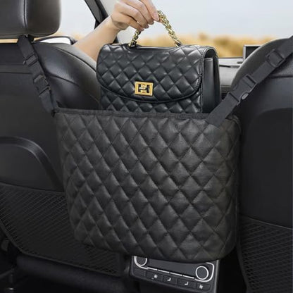 Car Purse Holder Between Seats, Leather Vehicle Front Seat Handbag Organizer Pocket, Automotive Interior Hanger Storage Pouch Holder, Universal for SUV Automobile Truck (No Pocket) - size: No Pocket