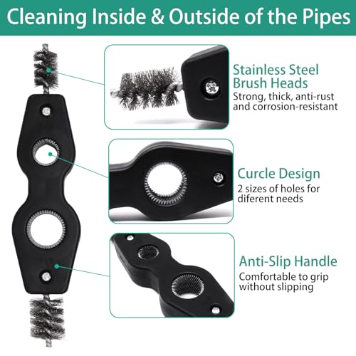 Battery Terminal Cleaner Kit, Battery Terminal Brush & 4 in 1 Copper Tubing Brush & 2pcs Anti-Corrosion Fiber Washers (Black) - color: Silver & Black -6pcs Set