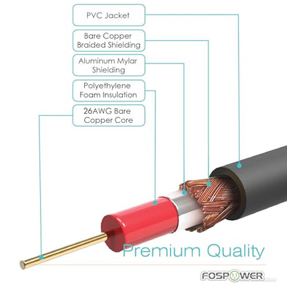 FosPower Digital Audio Coaxial Cable [24K Gold Plated Connectors] Premium S/PDIF RCA Male to RCA Male for Home Theater, HDTV, Subwoofer, Hi-Fi Systems - 10ft/2Pack - size: 10Feet-2Pack
