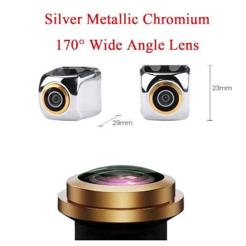 AHD 720P/CVBS Car Rear View Camera Fisheye Lens License Plate Cam with RCA Cable & Vehicle Camera for Toyota 4Runner/Hilux Surf/Toyota Fortuner SW4/Toyota Innova & Backup Camera (Silver Golden) - color: Silver Golden