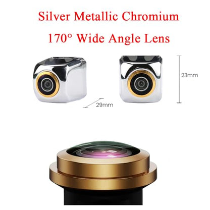 AHD 720P/CVBS Car Rear View Camera Fisheye Lens License Plate Cam with RCA Cable & Vehicle Camera for Toyota 4Runner/Hilux Surf/Toyota Fortuner SW4/Toyota Innova & Backup Camera (Silver Golden) - color: Silver Golden