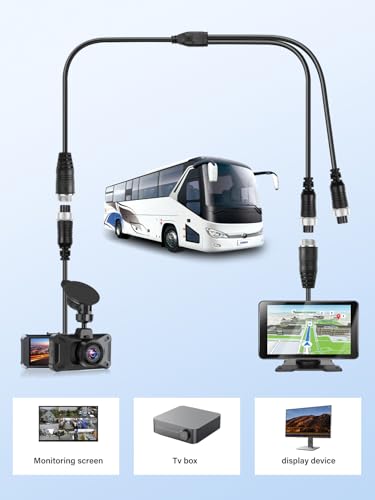 4 Pin Y Splitter Cable，1 Male to 2 Female Aviation Extension Adapter Cable for CCTV Rearview Camera Car Truck Vehicle Backup Monitor-1.31ft