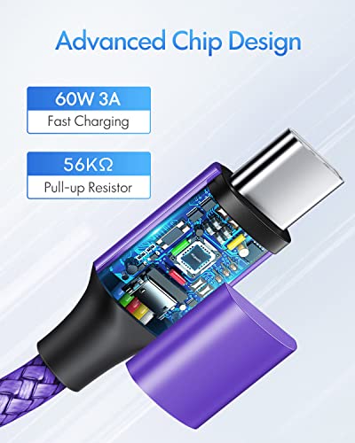 etguuds USB C to USB C Cable 6ft, 2-Pack 60W C to C Cable Fast Charging - color: Purple, size: 6ft