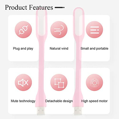 Mini Flexible Light, Portable USB Led Reading Night Lamp for PC Laptop Computer Notebook Power Bank - 2 Pack (Pink) - color: Pink