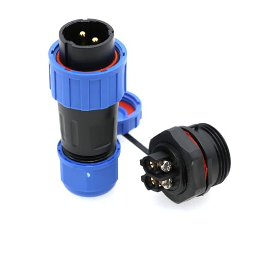 TY20 2-Pin 25A IP68 Waterproof Aviation Connector, Solder-Free Screw-Crimp, Rear Nut Panel Mount Male & Female Plug Socket - color: Back nut series, size: 2 Pin 25A