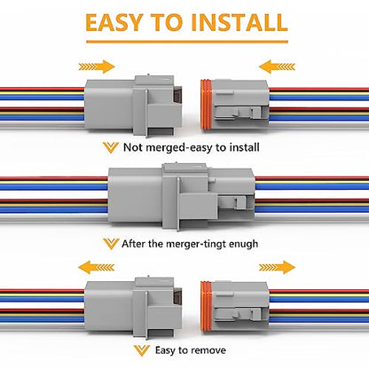 Newdeli Deutsch 8 Pin Connector Kit Waterproof Electrical Connector 16 AWG Male and Female Automotive Wire Connectors for Car Truck Boat, Dt Connector 2 Sets - size: DT Connector 2 Sets 8 Pin