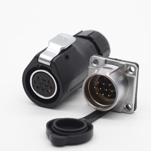 XHP20 10Pin Automated Electrical Equipment Cable Connector,IP67 Panel Mount Waterproof Connector Plug and Socket (10Pin, Plug Female &Socket Male) - color: Plug female &Socket male, size: 10Pin
