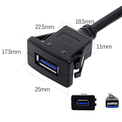 chenyang USB 3.0 Flush Mount Male to Female Extension Cable for Car Dashboard Panel Mount 1.0M - color: Male to Female with Latch