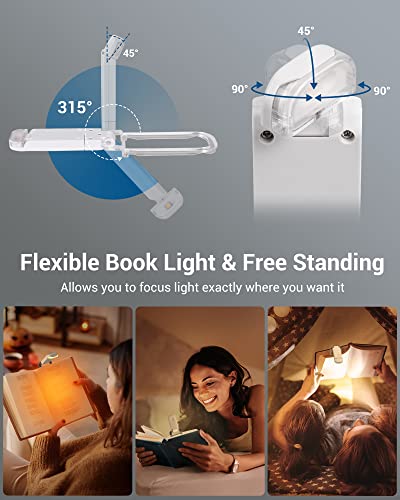 DEWENWILS Book Lights, Reading Lights for Books in Bed, 4 Brightness Adjustable for Eye Care - color: White