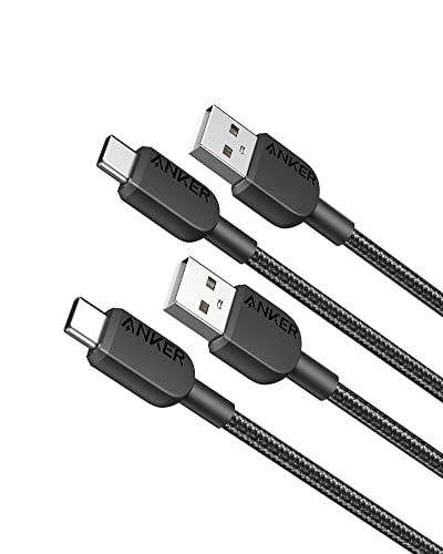 Anker USB A to USB C Cable, Charger Cord (2-Pack, 3 ft, Black) - color: Black, size: 3ft