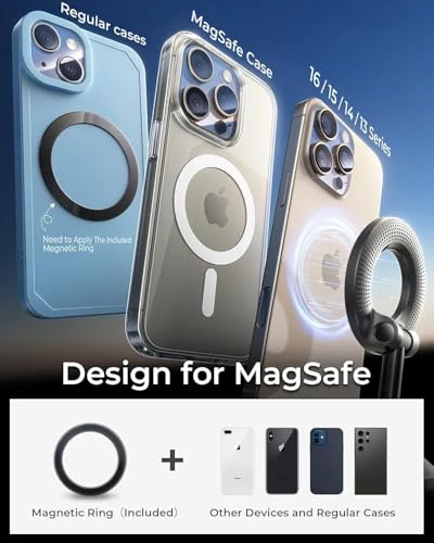 Magnetic Car Phone Holder Vacuum Adsorption Suitable for iPhone and Android Phones 360° Adjustable Suction Cup Bracket for Automobiles[98+LBS Strongest Suction & 2800gf Magnetic]