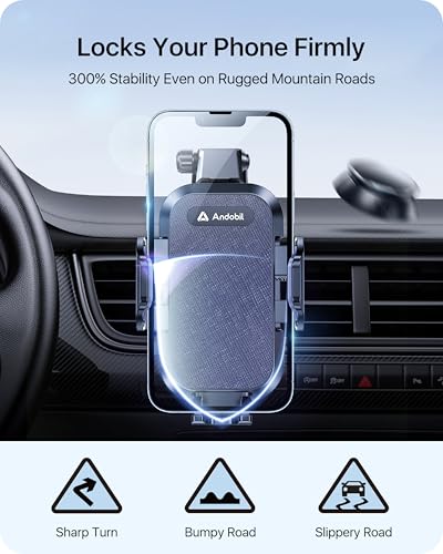 andobil Car Phone Holder, 2026 Military-Grade 89lbs Strongest Suction Phone Holders for Your Car Dashboard/Windshield/Vent Easy Clamp Cellphone Holder Truck Stand for iPhone 17 16 15 Pro Max, Blue - color: Blue